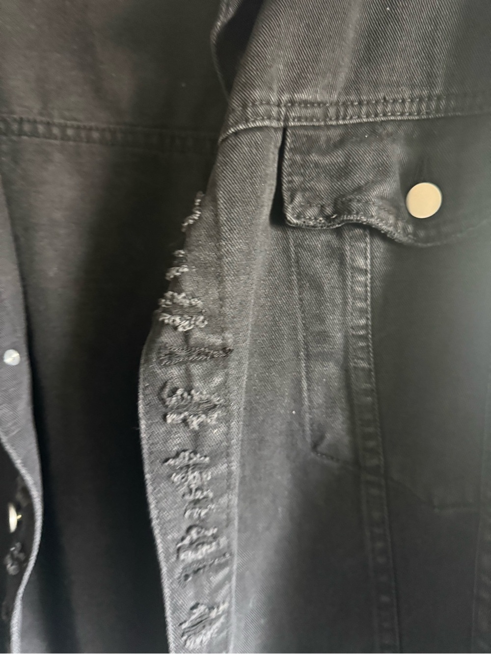 Black Denim Jacket - Women's Oversized Trucker - Picture 3 of 4